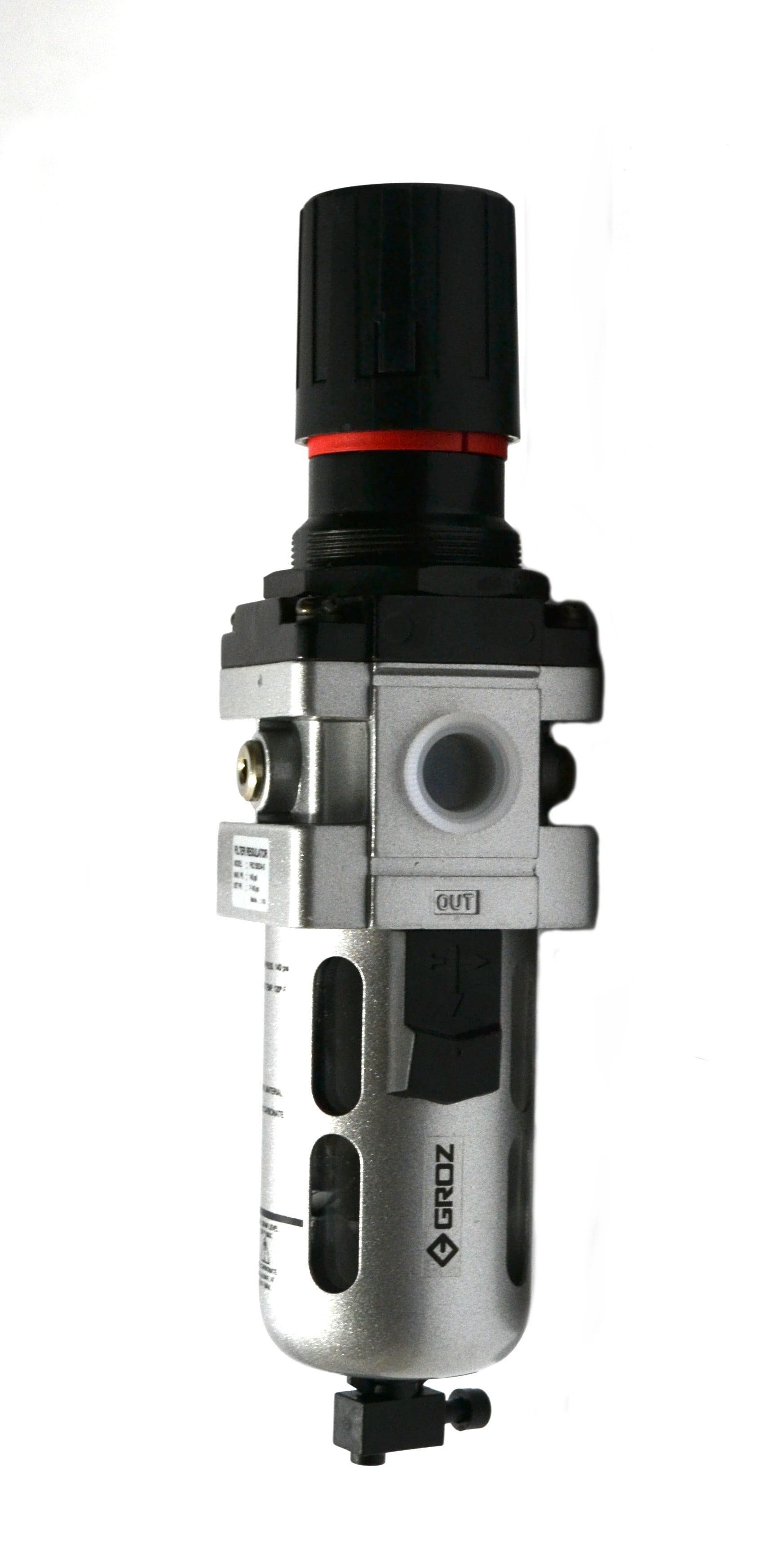 Groz 60354 Air Filter Regulator Combination, Polycarbonate Bowl