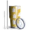 thumbnail image 2 of 30oz Happy Halloween Ghost Pattern Tumblers Stainless Steel Tumbler with Lid and Straw,Vacuum Insulated Double Wall Travel Tumbler Cups Mug with Cleaning Brush for Coffee,Tea, 2 of 7