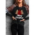 thumbnail image 4 of ABPHQTO Top gráfico con estampado de rayas de leopardo y árbol de Navidad de mujer negro, 4 of 5