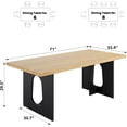 thumbnail image 2 of 71" Long Dining Table for 6-10 People - Farmhouse Kitchen Table with Extra Thick Tabletop & Heavy-Duty Metal Legs, Sturdy Rectangular Table for Dining Room, Conference Room, Office, Natural + Black, 2 of 8
