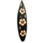 Wooden Surfboard w/ Hibiscus Flowers 30" - Surf Decor | #sur16g75