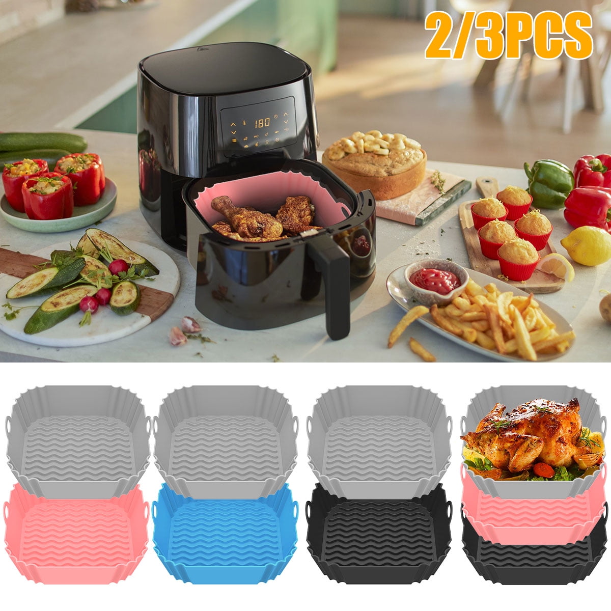 Dropship Air Fryer Silicone Baking Tray Reusable Basket Mat Non-Stick Round  Microwave Pads Baking Mat Oven Air Fryer Liner to Sell Online at a Lower  Price