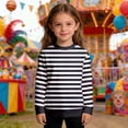 thumbnail image 6 of YMNXA Childrens Kids Boys T Shirts Long Sleeve Round Neck Striped Print Comfortable Breathable Layering Top For Casual Daily Wear,Black,3-4 Years, 6 of 6