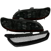 Spec-D Tuning Smoke Headlights   Abs Type Mesh Hood Grill Compatible with 1998-2002 Honda Accord 2Dr Coupe