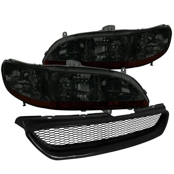 Spec-D Tuning Smoke Headlights   Abs Type Mesh Hood Grill Compatible with 1998-2002 Honda Accord 2Dr Coupe