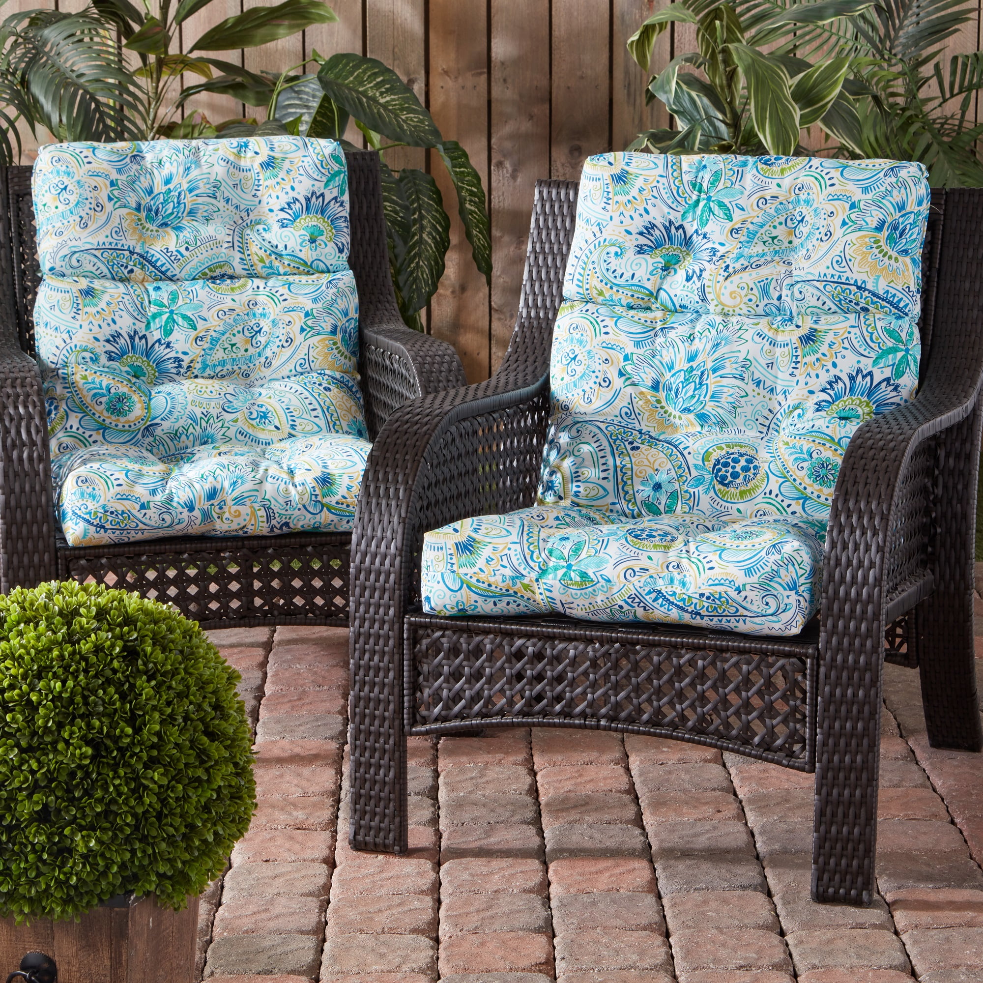Baltic Paisley 44 x 22 in. Outdoor High Back Chair Cushion (2-Pack) by Greendale Home Fashions