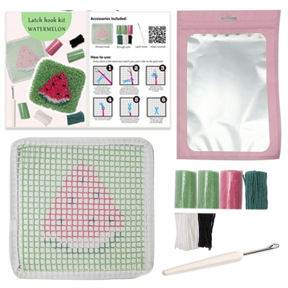 Latched Hook Coasters Kits for Kid Coasters Making Kits Latched Hook Kits Fruit Coasters Craft Kits Embroidery Kits