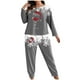 thumbnail image 2 of Conjunto de pantalones y blusa de poliéster para mujer, de manga larga, con estampado de moda, informal, para estar en casa, talla grande, 2 of 4