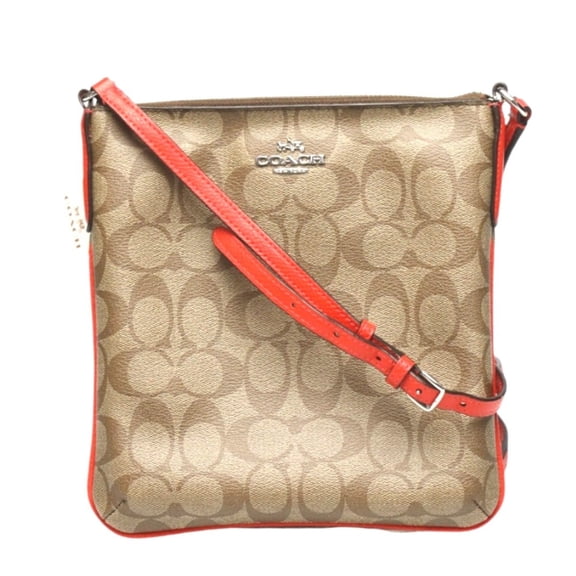 Pre-Owned Coach Shoulder Bag CC Canvas Signature Leather F35940 Brown (Good)
