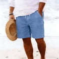 thumbnail image 2 of BRGZLK Men's Jean Shorts Solid Color Big and Tall Elastic Waisted Baggy Jorts Drawstring Plus Size Relaxed Fit Five Quarter Shorts, 2 of 7