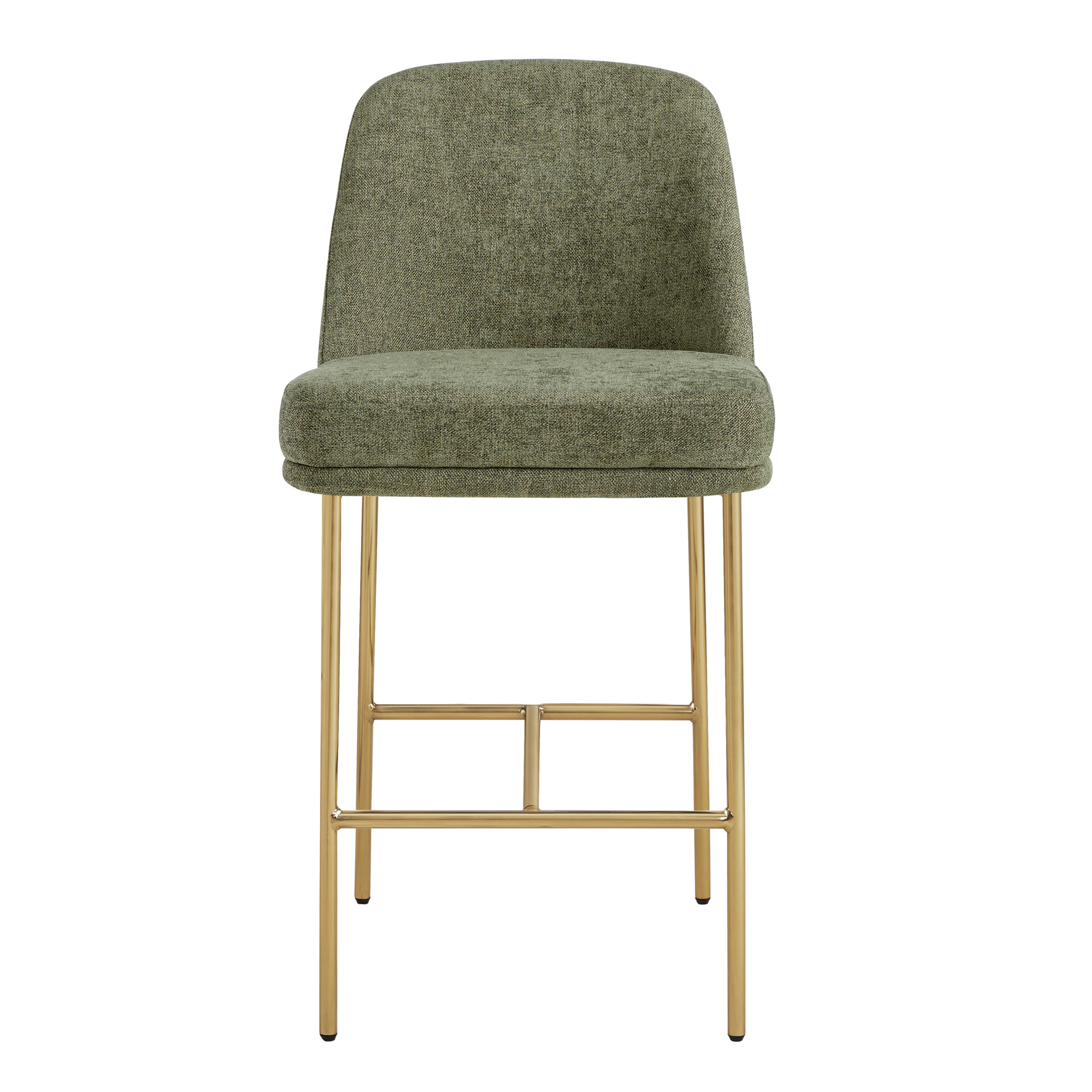 Spruce & Spring Modern 27-Inch Contemporary Counter Stool Set with Upholstered Seat and Metal Frame Set of 2, Moss Green Fabric