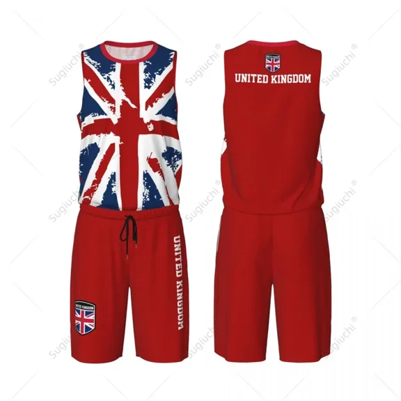Team-Up United Kingdom flag color men basketball jersey set shirt & pants sleeveless custom name nunber exclusive