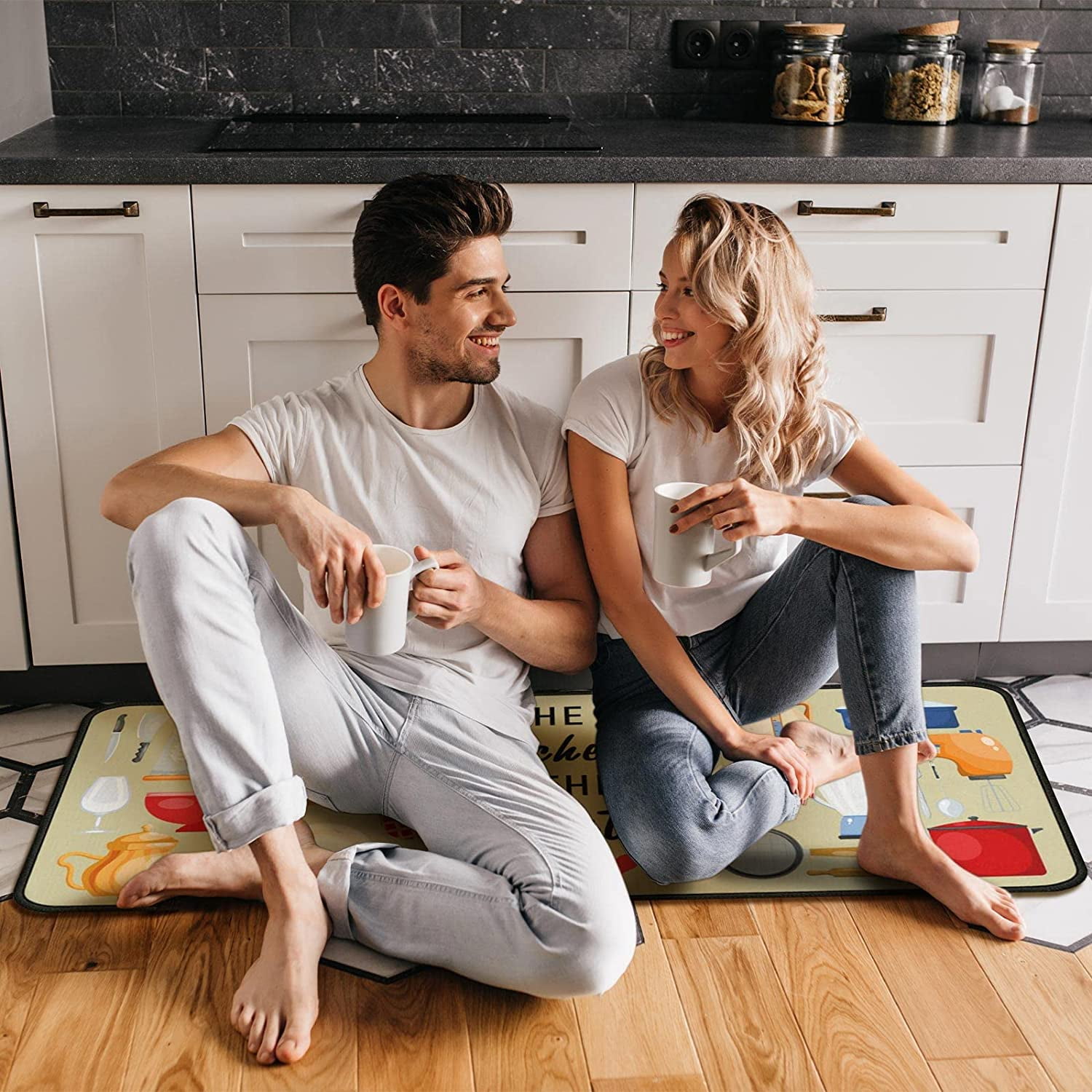 Green Kitchen Rugs 2Pcs Sage Green Kitchen Rugs Set for Seasonal Indoor Kitchen  Decor Non Slip Waterproof Standing Kitchen Runner Mats  17\u201dx24\u201d+17\u201dx48\u201d 