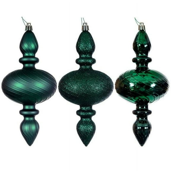 Vickerman N230574D 8.2 in. Assortment Swirl Finial Ornament, Midnight Green - 3 Per Bag