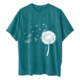 thumbnail image 4 of WREESH Women's Oversized Round-Neck T-Shirts Casual Loose Short Sleeve Printed Blouses Blue, 4 of 5