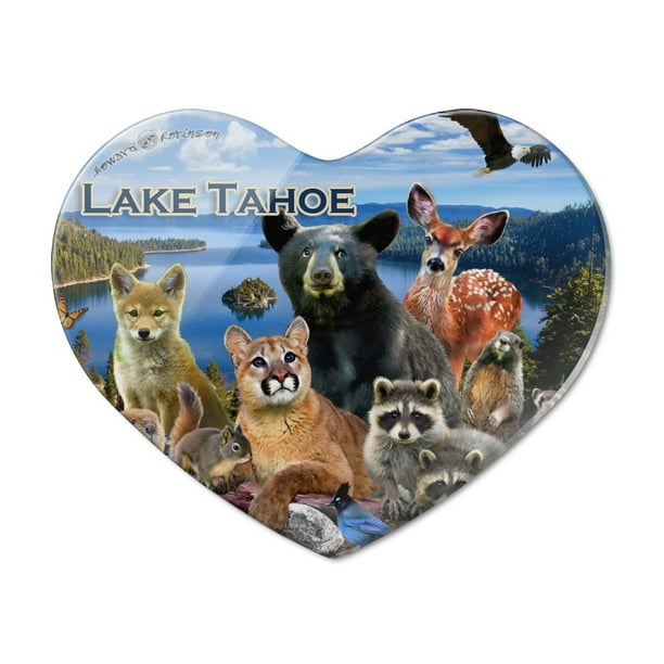 Lake Tahoe California CA Nevada NV Animals Bear Cougar Deer Heart Acrylic Fridge Refrigerator Magnet Lake Tahoe California CA Nevada NV Animals Bear Cougar Deer Heart Acrylic Fridge Refrigerator Magnet