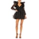 thumbnail image 1 of Vestido corto de malla de temperamento para mujer Sunloudy, falda de burbuja sin espalda con cuello en V de manga larga con empalme de encaje de punto de estilo informal de verano y otoño Sunloudy moda, 1 of 6