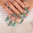 thumbnail image 3 of Adorable punta francesa de color azul turquesa para presionar sobre las uñas, 3 of 7