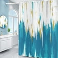 thumbnail image 3 of Teal Blue Shower Curtain, Teal White Gold Brush Strokes Graffiti Oil Painting Modern Art Abstract Bathroom Curtain Waterproof Fabric Machine Washable with Hooks, 36" Wx72 L, 3 of 6