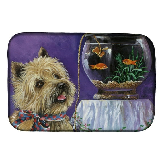 Cairn Terrier Gone Fishing Dish Drying Mat