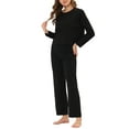 thumbnail image 4 of INSPIRE CHIC Women's Sleepwear Pajama Soft Round Neck Casual Knit Nightwear Lounge Sets XS Black, 4 of 4