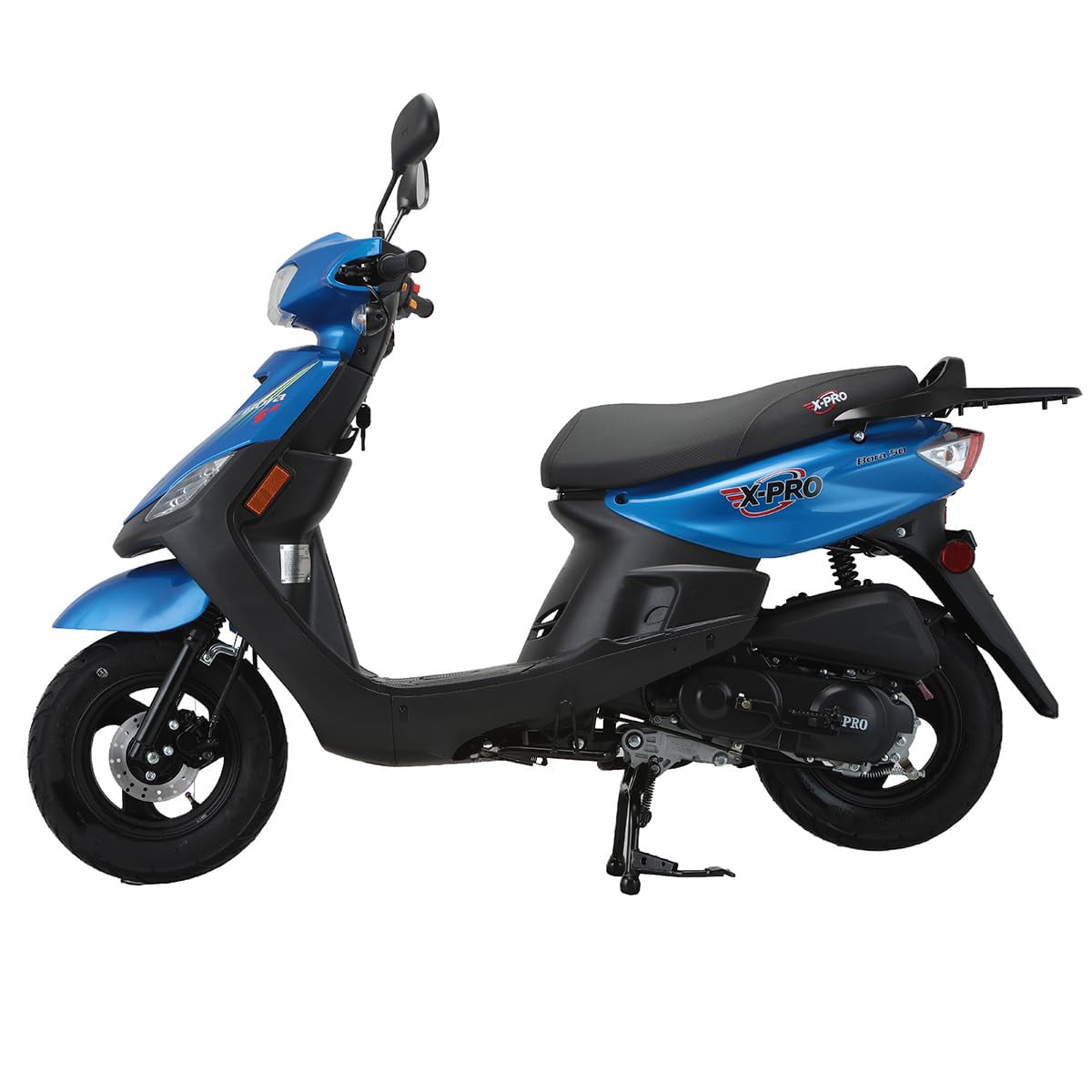 X-Pro Bora 50cc Gas Moped Scooter for Adults – Automatic Transmission, 4‑Stroke Engine with 10" Aluminum Wheels, Electric/Kick Start!