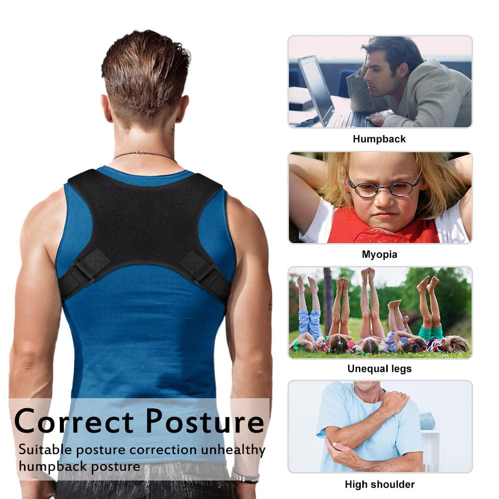 YunZyun Posture Corrector for Men Adjustable Posture Trainer for Spinal Alignmen Black Posture Corrector Device Comfortable Back Support Braces Shoulders Chest Belt Posture Brace 