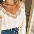 thumbnail image 3 of Spring Tops for Women Womens Tops Plus Size Fashion Camisole Lace Splicing Pure Color Long Sleeve Blouse Tops Womens Clothes under $8, 3 of 8