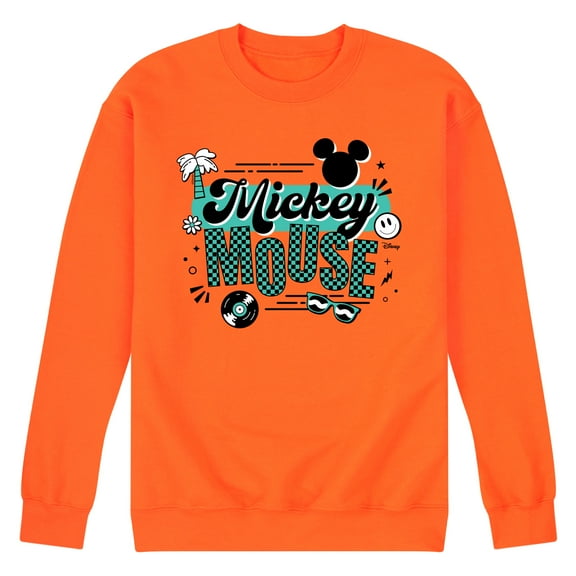 Disney - Mickey & Friends - Mickey Outline - Retro Music Icons - Men's Crew Neck Fleece Pullover