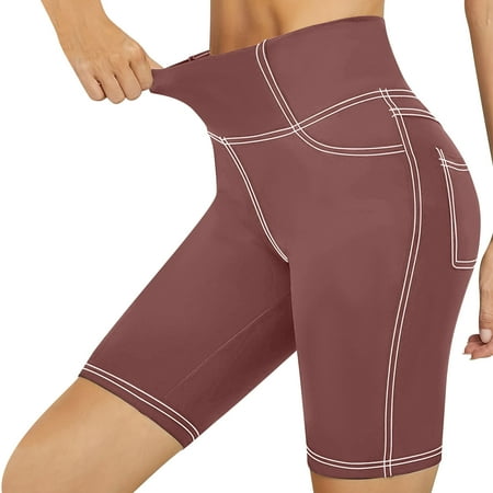 XWSHYW Women s Swimming Trunks Plus Size Solid Color High Waist Bermuda Shorts Leisure Slim Fit Lightweight Basic Shorts Summer Savings Clearance