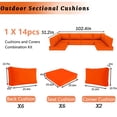 thumbnail image 3 of SDJPOI Patio Furniture Sectional Cushions, 14 Piece Waterproof Outdoor Sofa Cushion Replacement(orange), 3 of 8