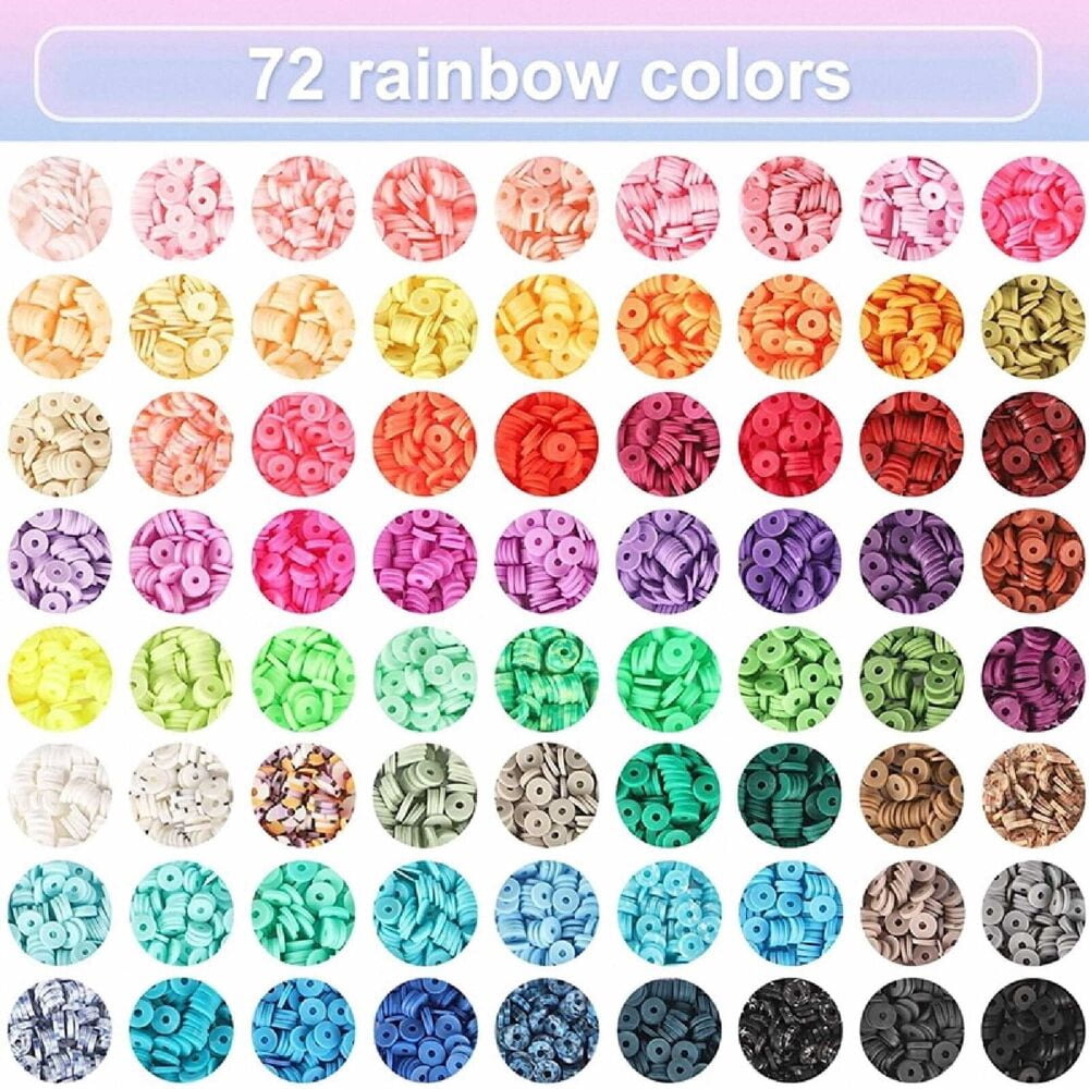 6000/9000Pcs Clay Beads Bracelet Making Kit Round Flat Beads Polymer Clay Beads Set DIY Kit
