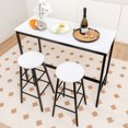 thumbnail image 2 of Costway 3-Piece Bar Table Set Pub Kitchen Dining Table w/ 2 Round Stools Black & White, 2 of 10