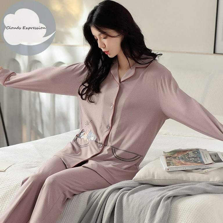 Wholesale Wholesale Pajama Sets Sleepwear Women silk Printed Leisure Wear  For Pyjamas Winter Home Wear Nightgown From m.