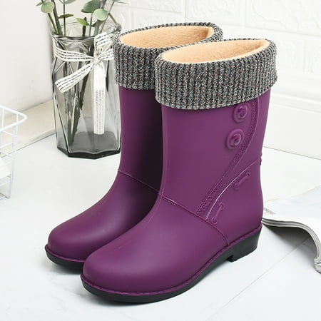 

Mid Calf Rain Boots Women S Warm Winter Anti-Slip Snow Boots Going Out Pvc Rubber Shoes Garden Shoes