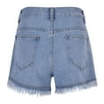 thumbnail image 5 of LINGLANG Women's Street Style Frayed Edge Design Denim Shorts High Waisted Washed Jean Shorts Fashionable Distressed Summer Denim Bottoms for Daily, 5 of 7
