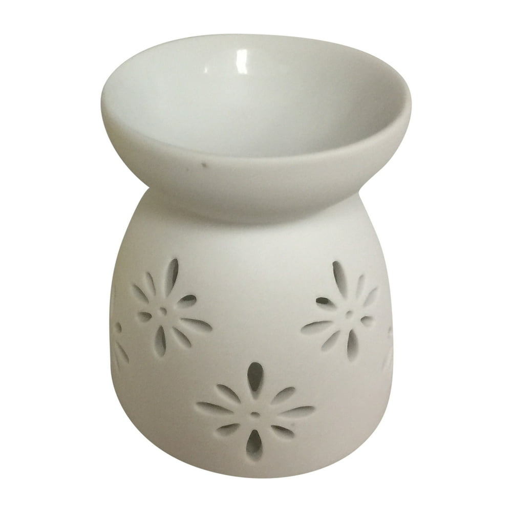 White Ceramic Aromatherapy Diffuser;Product Size 3x3x3.75. Add your own tea light and aroma oil