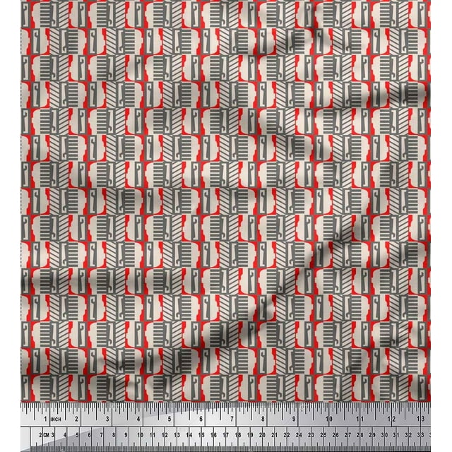 Soimoi Velvet Fabric Geometric Abstract Decor Fabric Printed Yard 58 Inch Wide