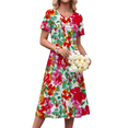 thumbnail image 4 of Fantaslook Pleated Summer Dresses for Women Short Sleeve A Line Midi Dress Flowy Floral Sundress Casual Dress with Pockets, 4 of 10