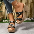 thumbnail image 2 of Sandales à Plateforme à Strass pour Femmes Été 2025 Tendance Bling à Talon Haut Épais à Enfiler Mules de Robe, 2 of 6