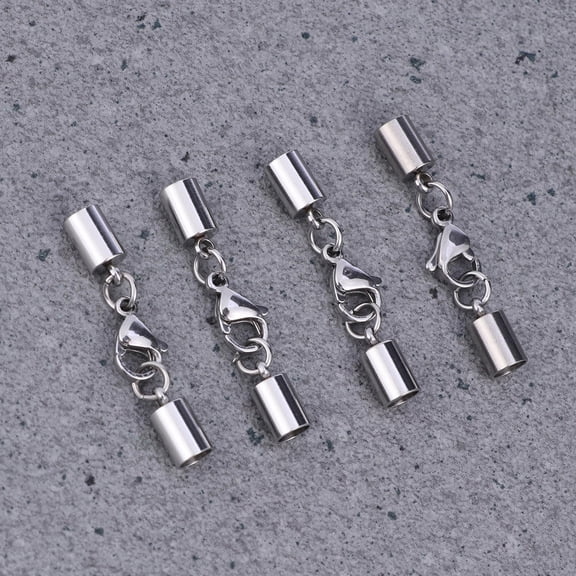 NICERIO Jewelry Fastener Stainless Steel 4pcs Double Head Design for Bracelet and Necklace Fixation Silver 4.0 mm