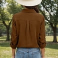 thumbnail image 4 of Women's Button Down Shirts Collared Solid Color Work Fashion Spring Tops Long Sleeve Business Casual Blouses, 4 of 6