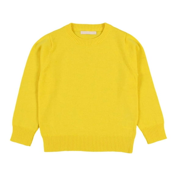 LYHaoo Girls Sweater Crewneck Pullover Long Sleeve Knit Sweater Kids Knitted Pullover Fall Winter Sweaters 7-8 Years(Yellow)