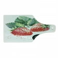 thumbnail image 1 of Watercolor Cutting Board, Appetizing Strawberries with Hand Drawn Style Brush Marks Eats Food, Decorative Tempered Glass Cutting and Serving Board, Wine Bottle Shape, Fern Green Red, by Ambesonne, 1 of 1