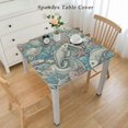 thumbnail image 2 of Tablecloth Fitted Table Cover for Tables Wipeable Elastic Table Cloth for Outdoor Picnic Camping Dining Party, Summer Coastal Ocean, 2 of 7