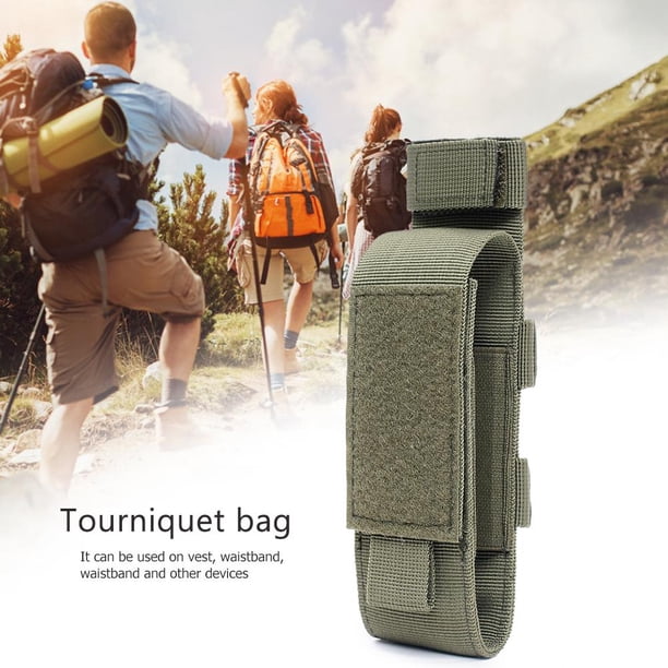 Bolsa de torniquete Funda de nailon para linterna Funda Molle de tijera (verde militar) Tmvgtek excursión de campamento