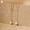 thumbnail image 3 of Amberta Women 925 Sterling Silver Freshwater Pearl Necklace: Silver Y necklace with 8-9 mm Pearl Drop Pendant, 3 of 6
