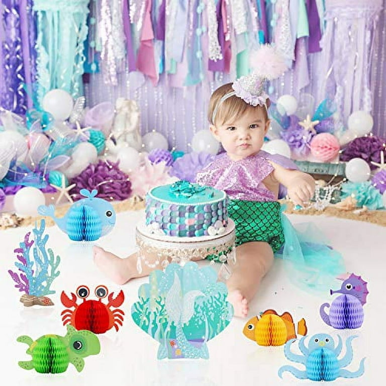 Distaratie Under The Sea Party Decorations Sea Animal Honeycomb Centerpiece Mermaid Birthday Party Supplies for Beach Baby Shower Wedding Pool Party