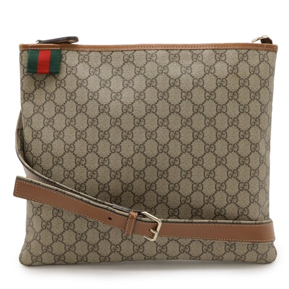 Pre-Owned GUCCI GG Supreme Sherry Shoulder Bag in PVC and Leather, Khaki Beige Brown,... (Good)