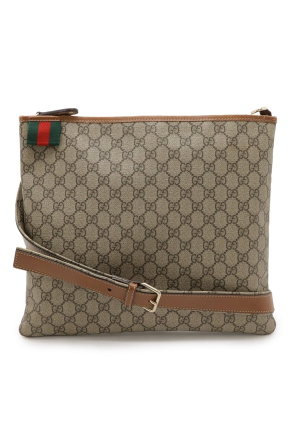 Pre-Owned GUCCI GG Supreme Sherry Shoulder Bag in PVC and Leather, Khaki Beige Brown,... (Good)